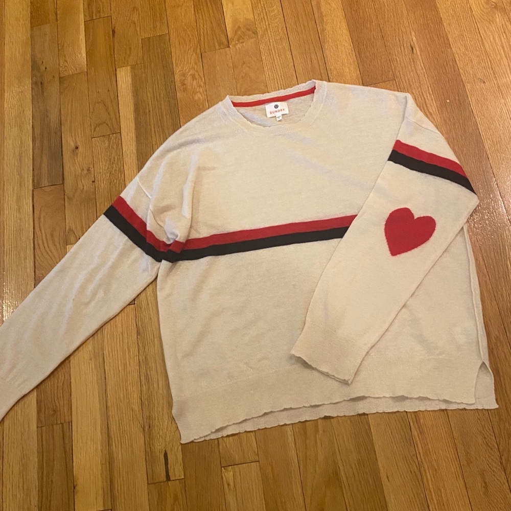 Sundry Scalloped Striped Sweater